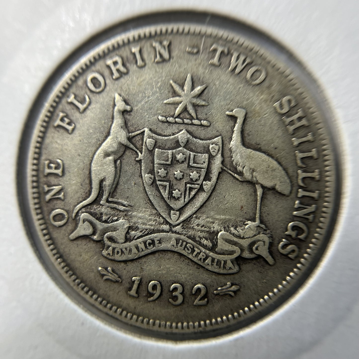 1932 Florin Coin - good Fine - Rare Date George V Silver Predecimal Australian