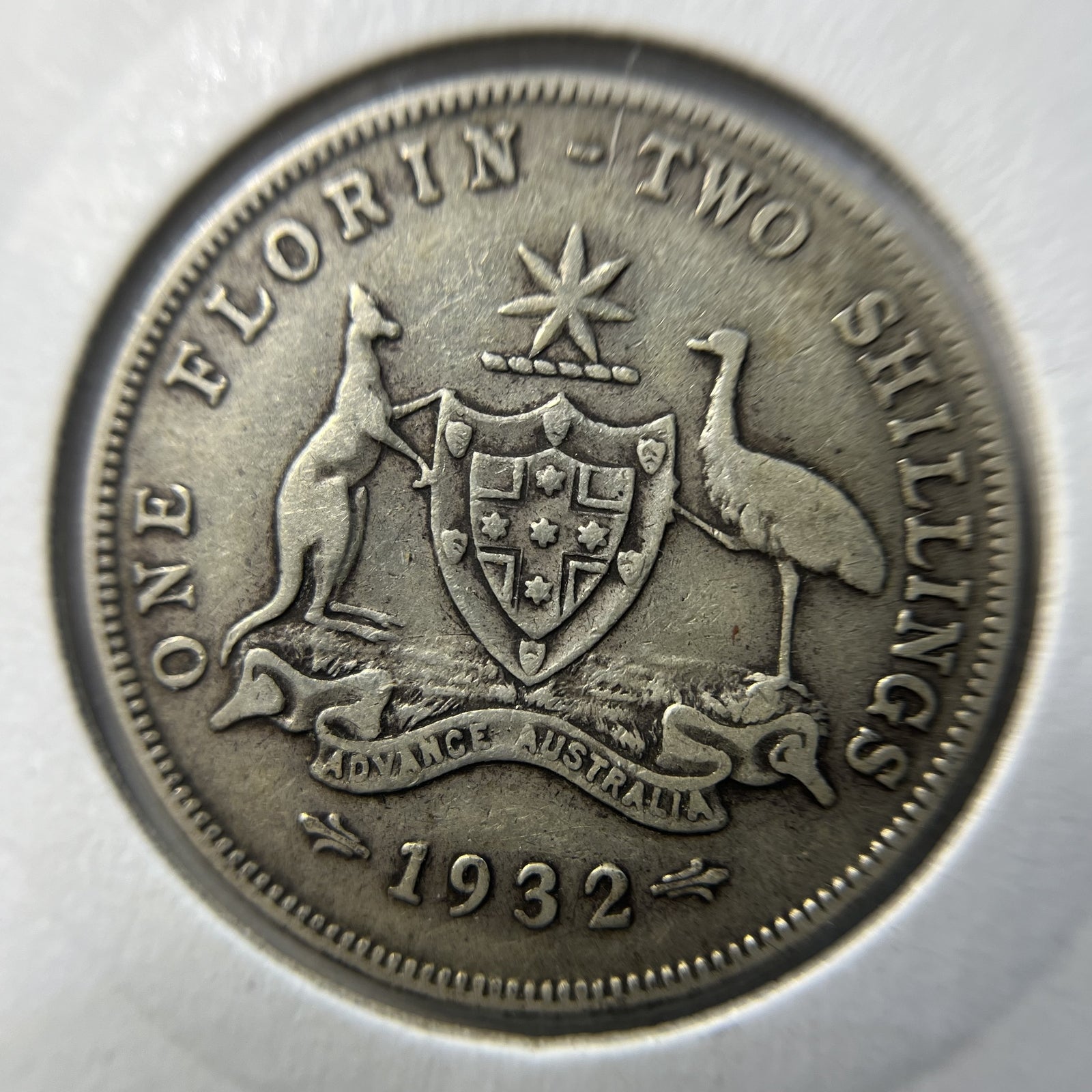 1932 Florin Coin - good Fine - Rare Date George V Silver Predecimal Australian