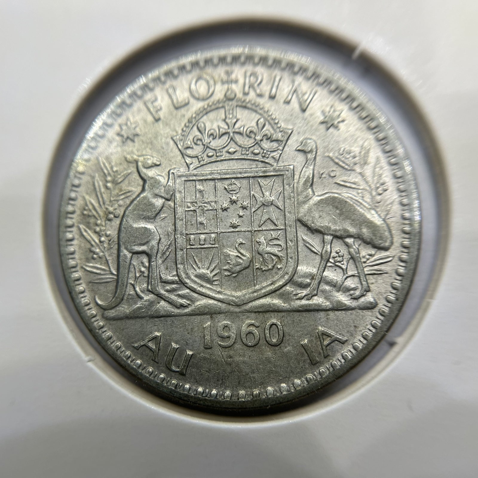 1960 Florin Error Coin - Die Fill on Australia Rev - Silver Elizabeth II