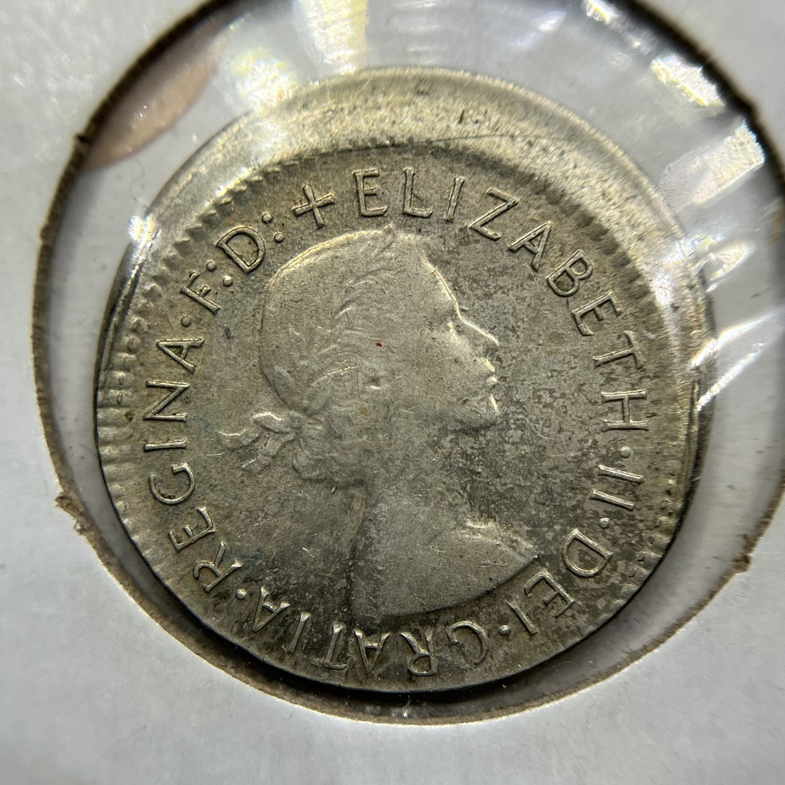 1958 Sixpence Error Coin - Large Broadstrike Very Fine - Elizabeth II Australia
