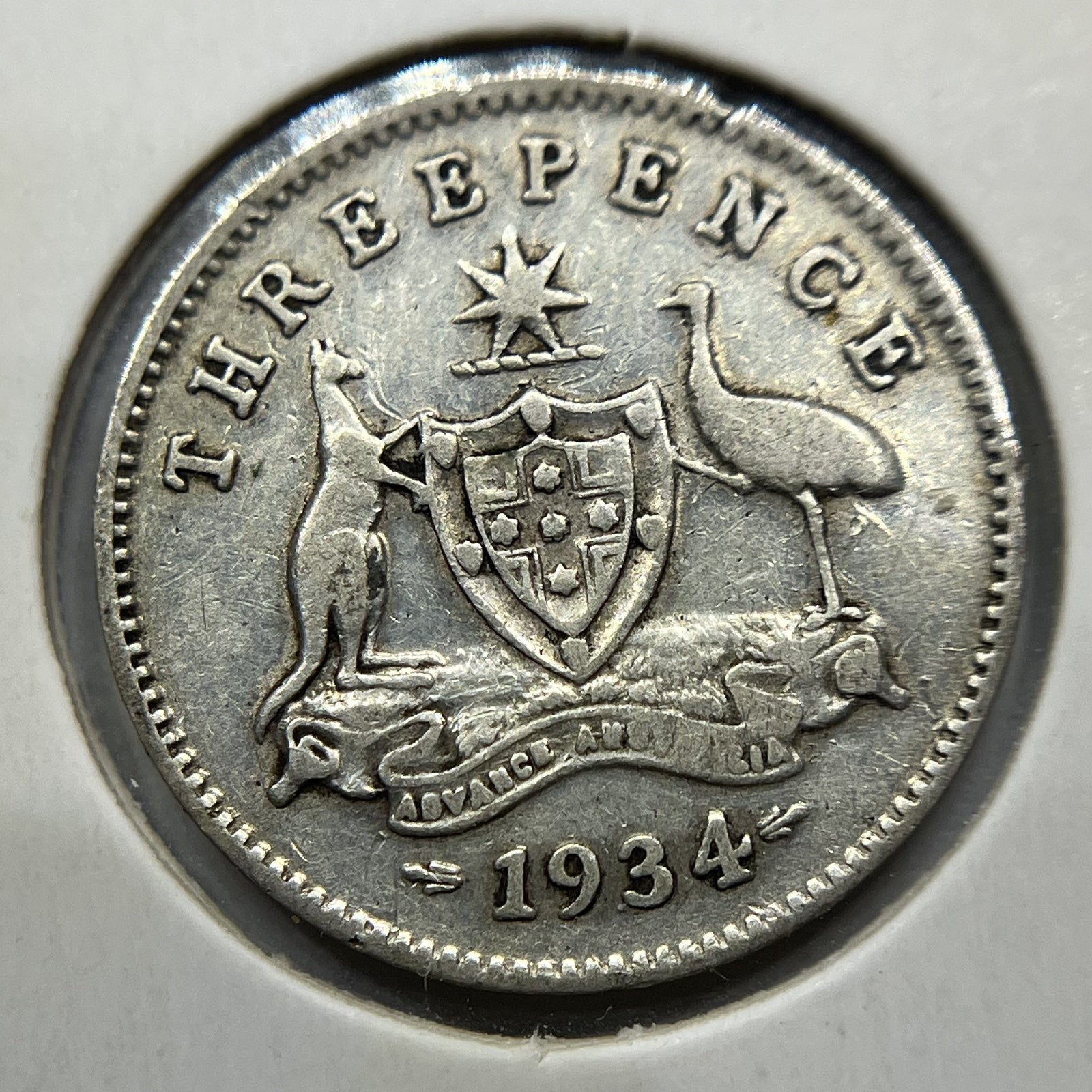 1934/33 Threepence Error Coin - Very Good - George V Overdate Scarce Silver