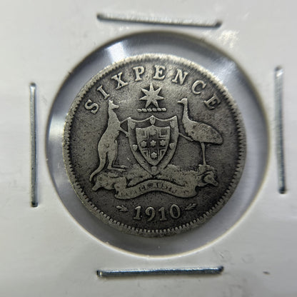 1910 Sixpence Coin - Very Fine - Edward VII Silver Predecimal