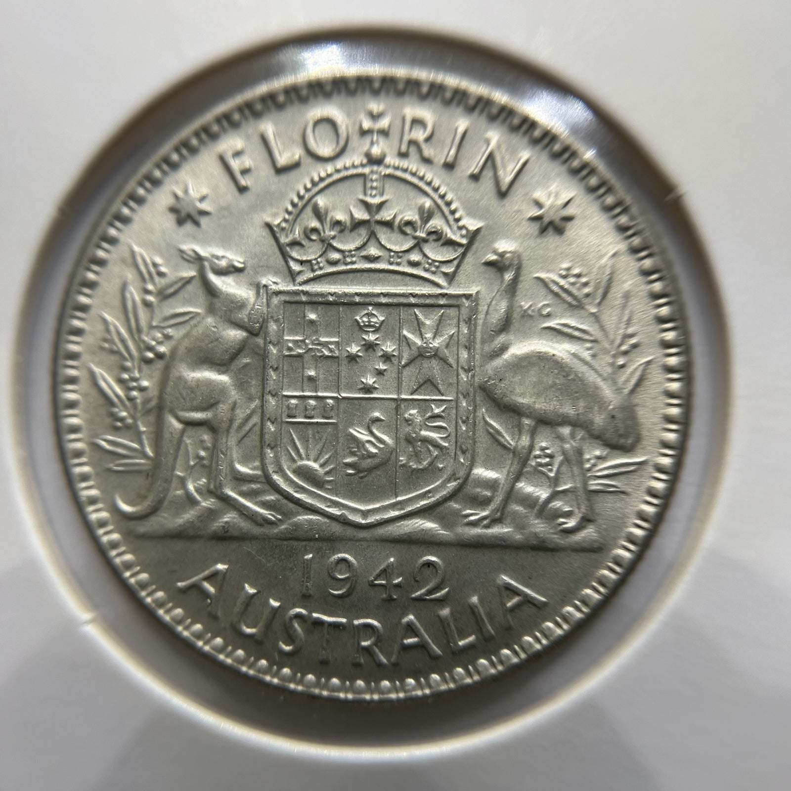1942 Florin Coin - Uncirculated - George VI Silver Predecimal