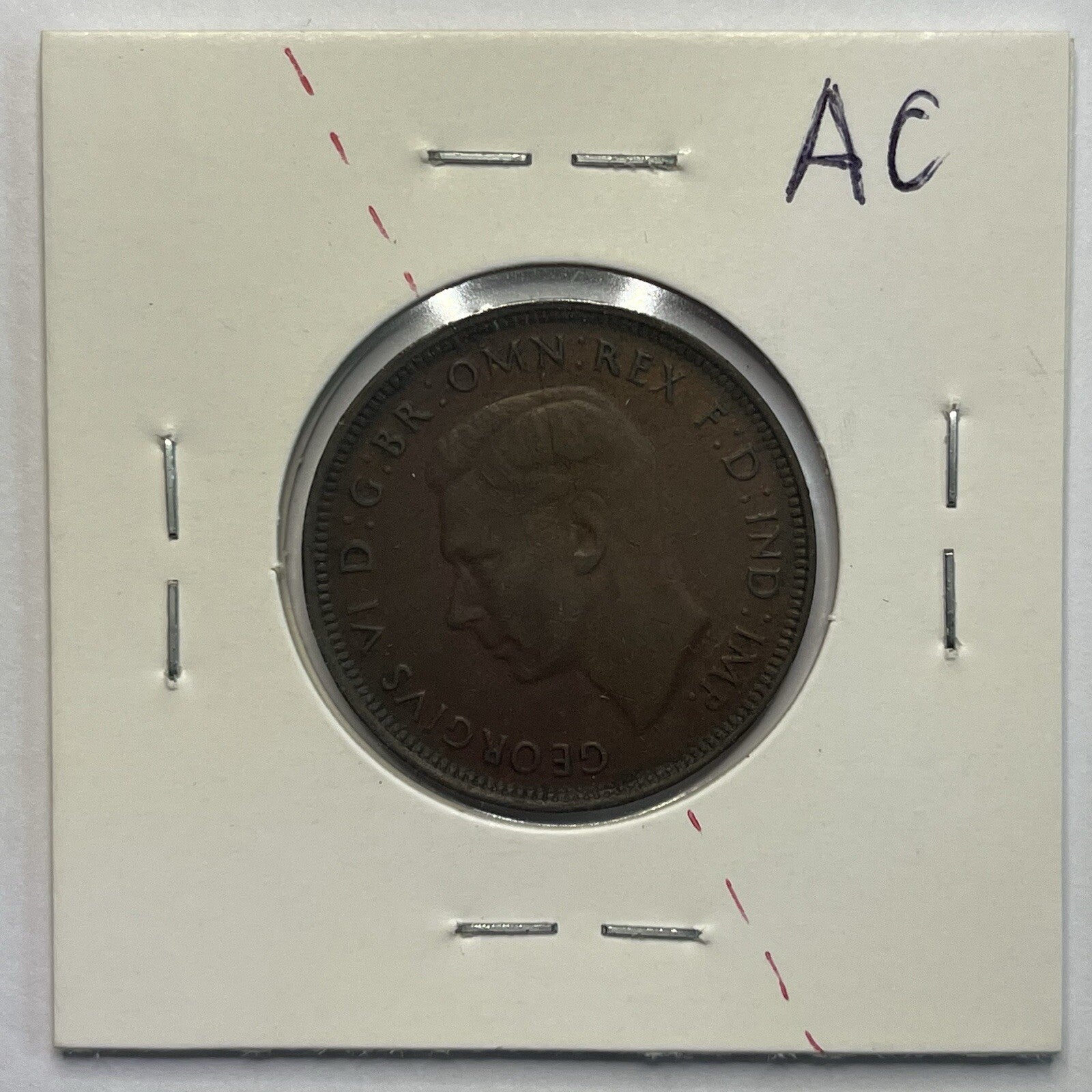 1948 Half Penny Coin - Rotation Upset Error Variety - Scarce Predecimal