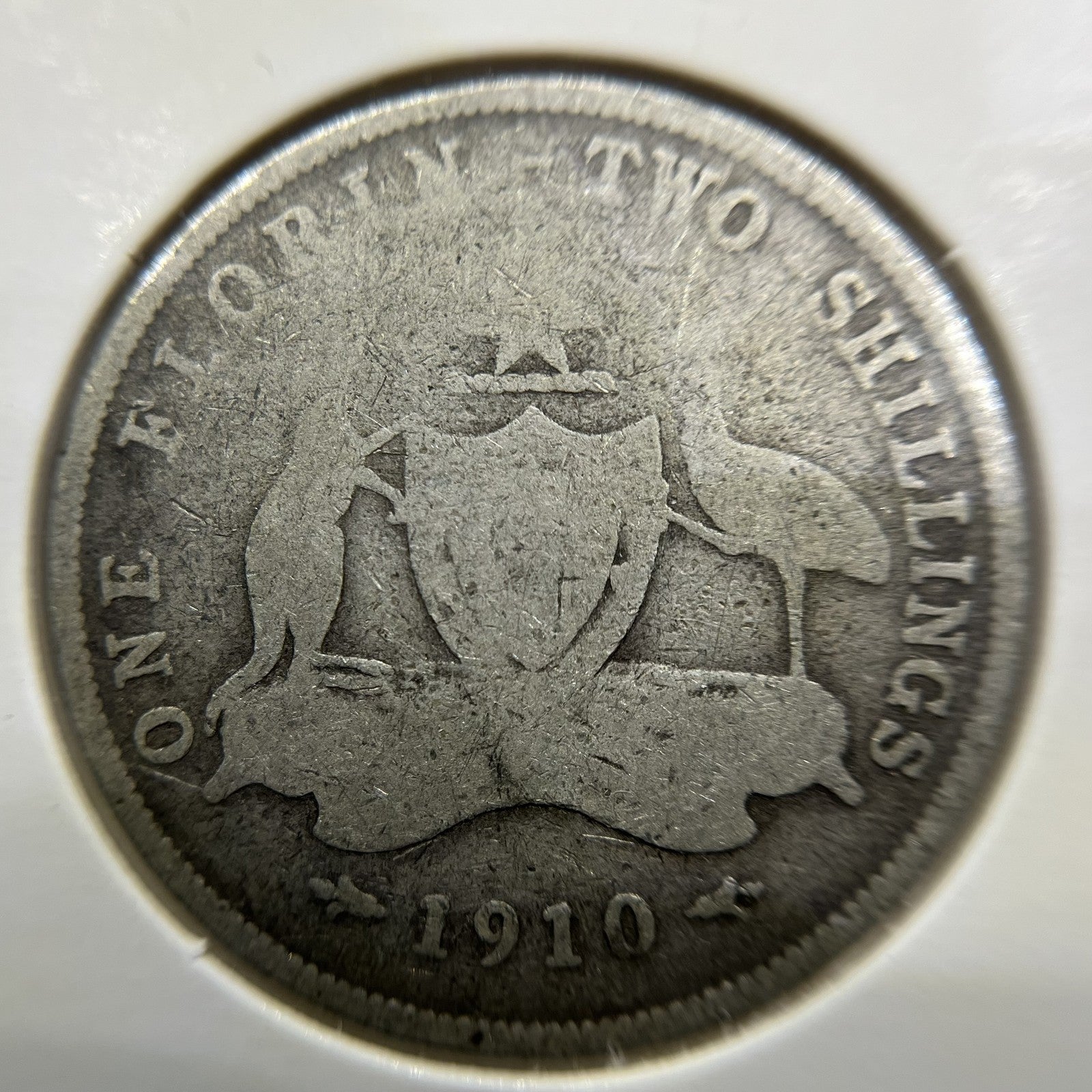 1910 Florin Coin - Good - Edward VII Silver First Year of Issue