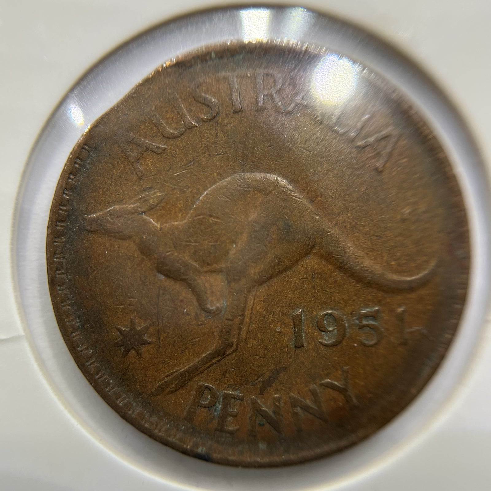 1951 Penny Error Coin - Clipped Planchet Rim Bite - Predecimal George VI