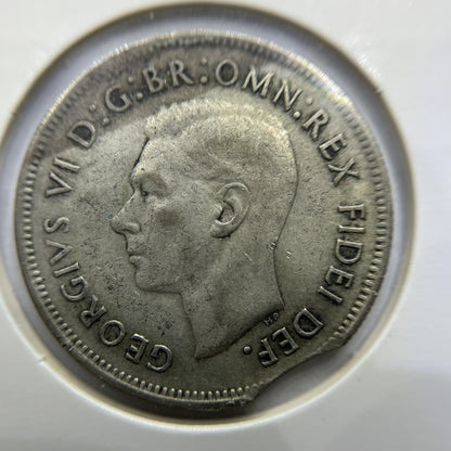 1952 Florin Error Coin - Clipped Planchet Rim Bite - Silver George VI