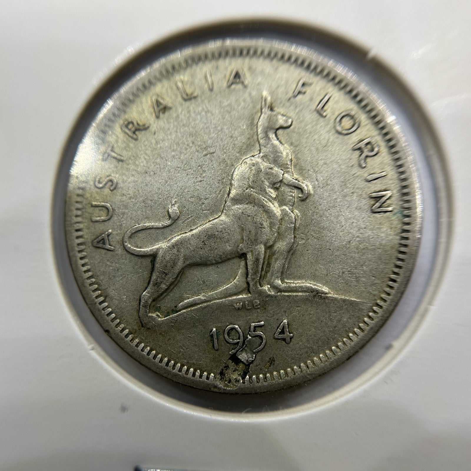 1954 Florin Error Coin - Planchet Flaw - Royal Visit Scarce Elizabeth II Silver