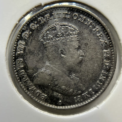 1910 Threepence Coin - about Extremely Fine Gunmetal Tone - Silver Edward VI