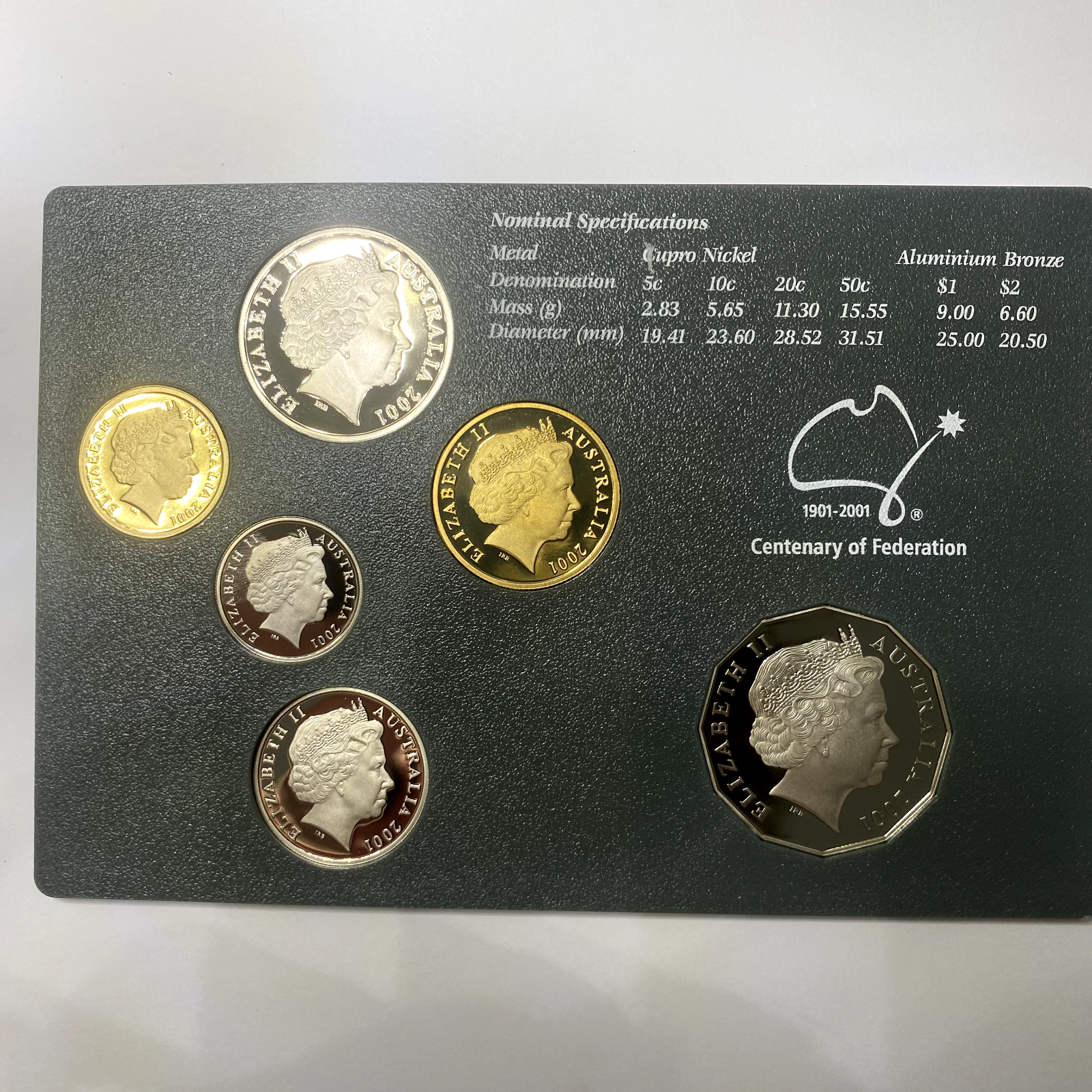 2001 Twenty 20 Cent Coin - Ex Proof Set - Elizabeth II in 2x2