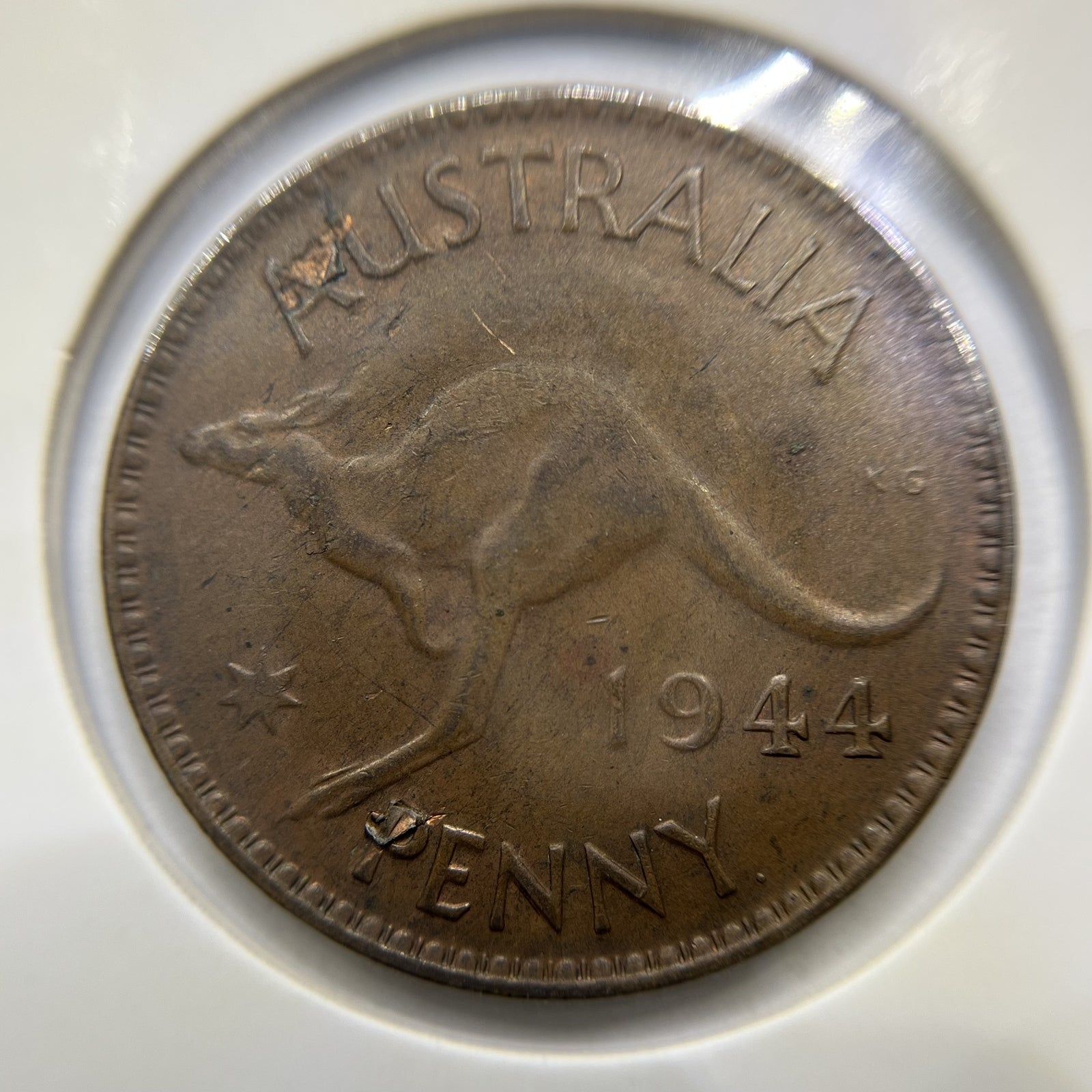 1944 Dot Penny Coin - Extremely Fine Peel Error "P" - George VI Predecimal