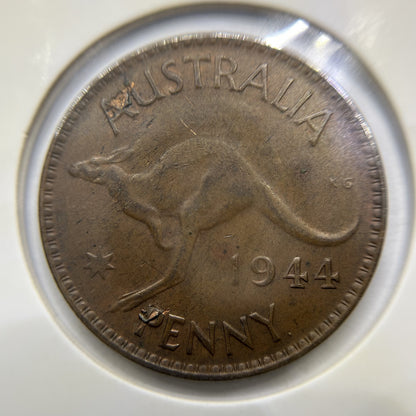 1944 Dot Penny Coin - Extremely Fine Peel Error "P" - George VI Predecimal
