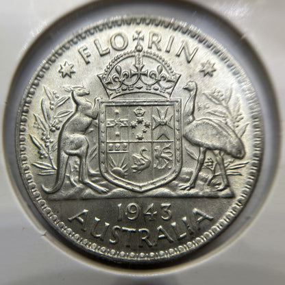 1943 Florin Coin - good Extremely Fine - George VI Silver Predecimal