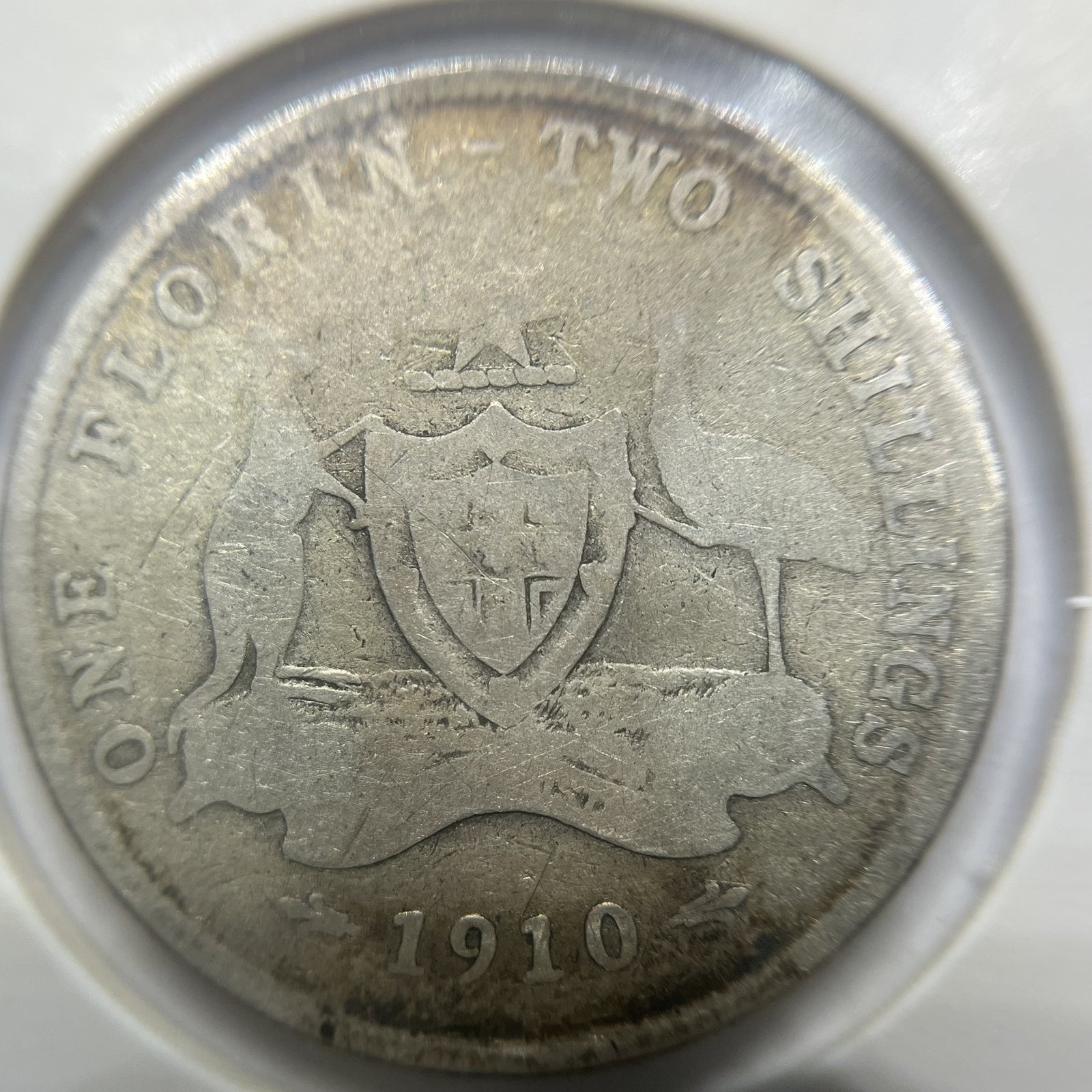 1910 Florin Coin - Good - Edward VII Silver Predecimal First Year of Issue
