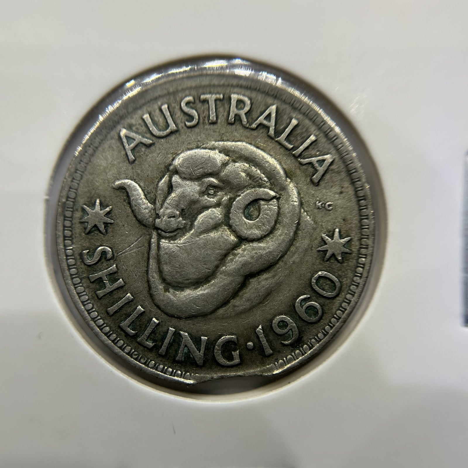 1960 Shilling Error Coin - Clipped Planchet Rim Bite - Silver Elizabeth II