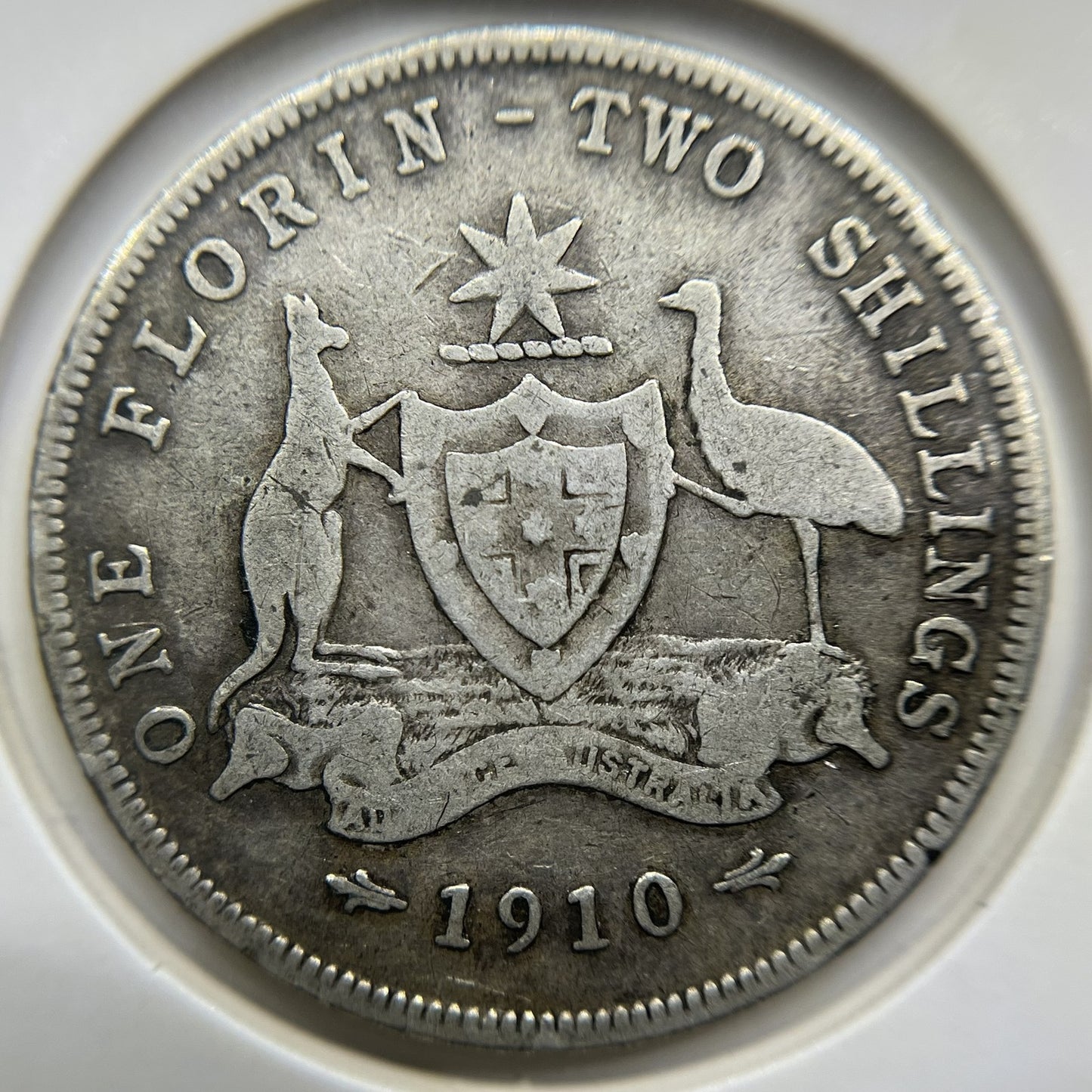 1910 Florin Coin - almost Fine - Edward VII Silver First Year of Issue