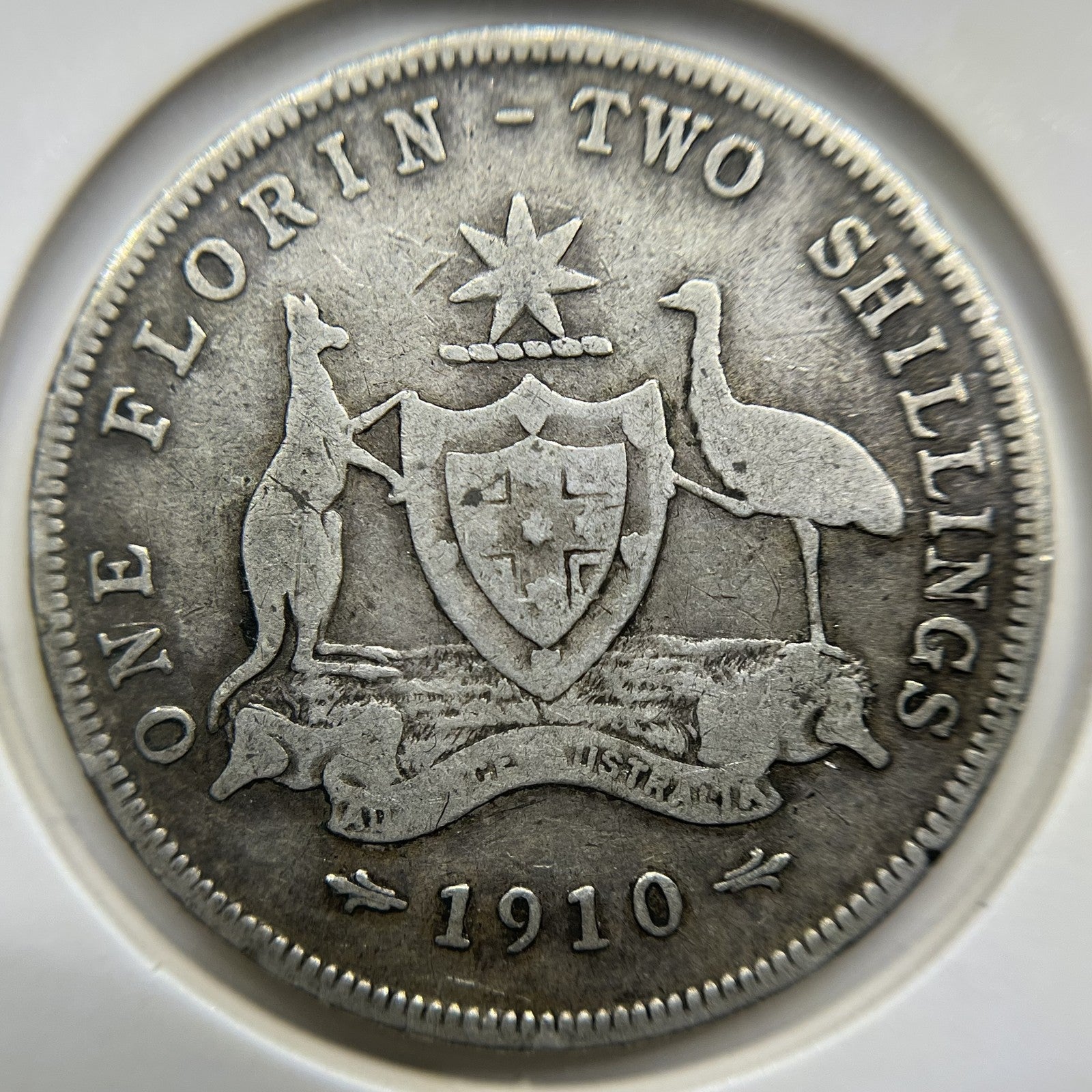 1910 Florin Coin - almost Fine - Edward VII Silver First Year of Issue