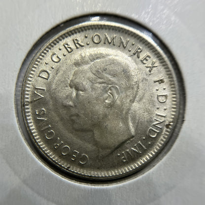 1943 s Shilling Coin - Uncirculated - George VI Silver Predecimal