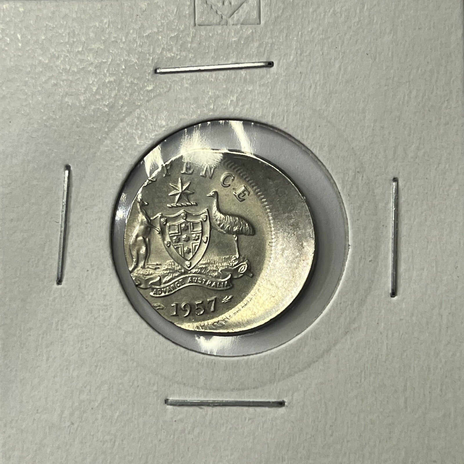 1957 Sixpence Coin UNC - Off Centre 30% Out of Collar Large Error - Silver Rare