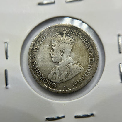1923 Sixpence Coin - Fine - George V Silver Predecimal Australian