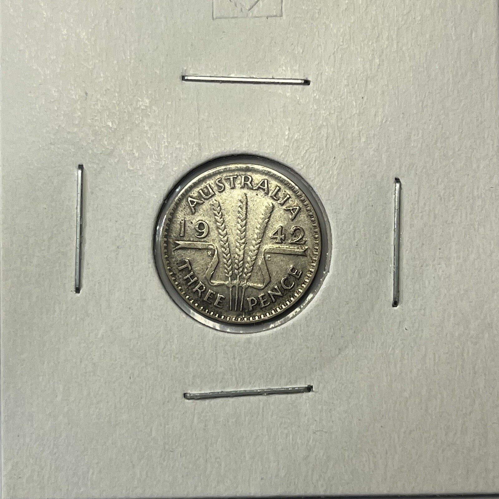 1942 m Threepence Coin - Fine - Key Date Low Mintage George VI Australian