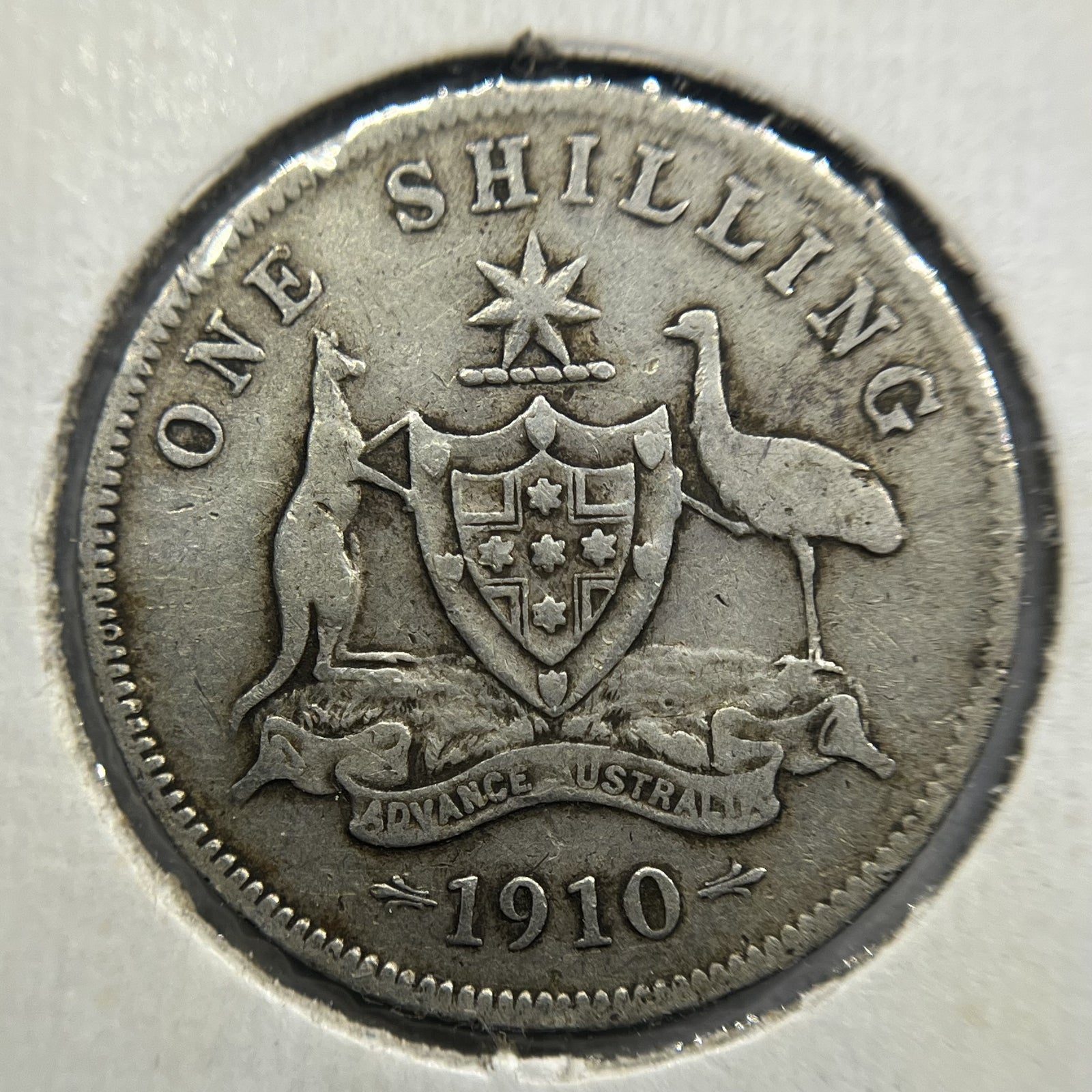 1910 Shilling Coin - almost Fine - Edward VII Silver Predecimal First Year