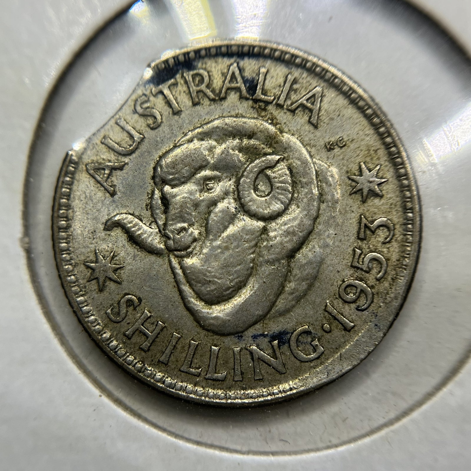 1953 Shilling Error Coin - Clipped Planchet Rim Bite VF - Silver Elizabeth II