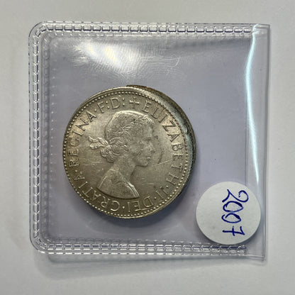 1961 Florin Coin - Off Centre Misstrike Error HUGE LIP Struck out of Collar