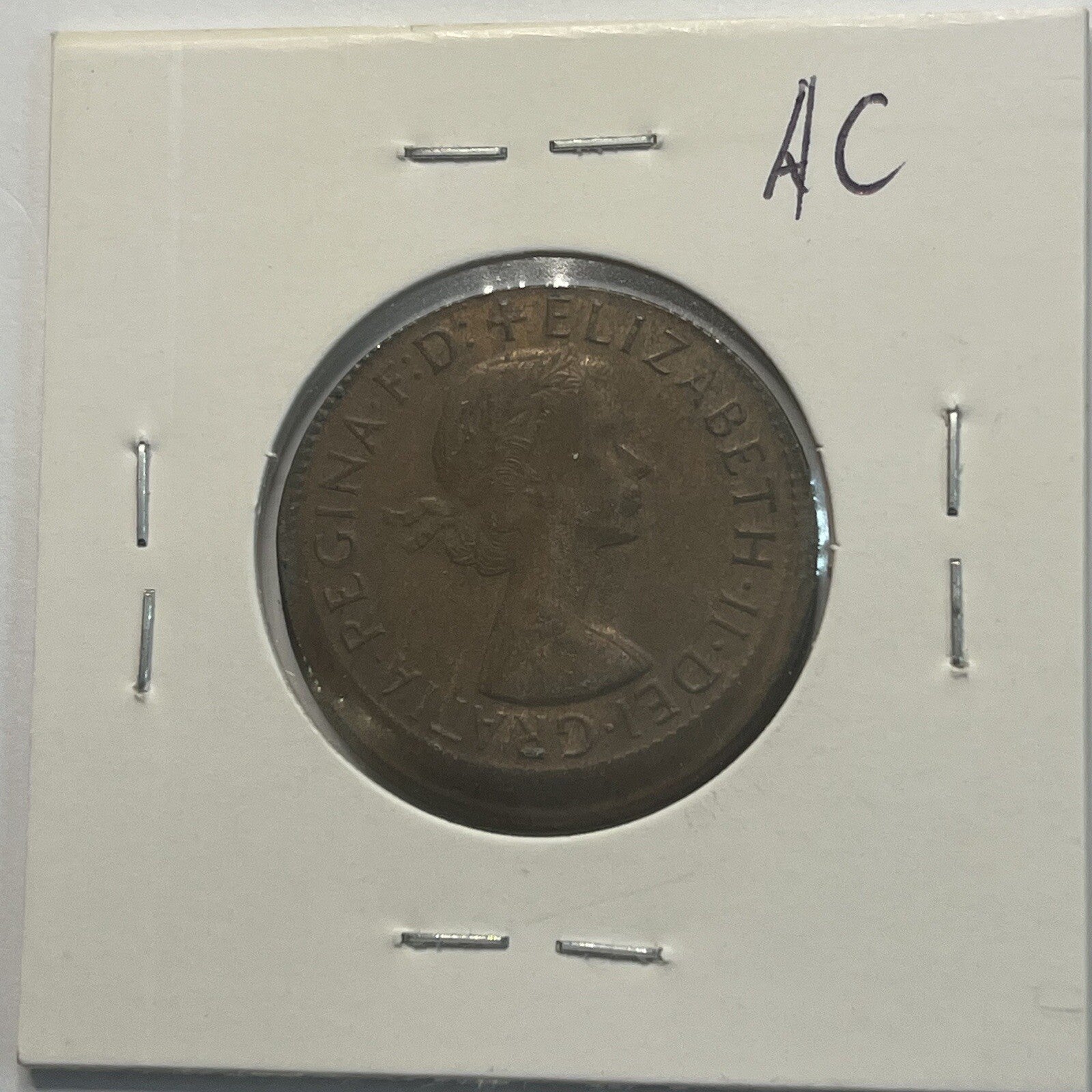 1964 Half Penny Coin - Off Centre Misstrike Error Lip - Scarce Predecimal Collar