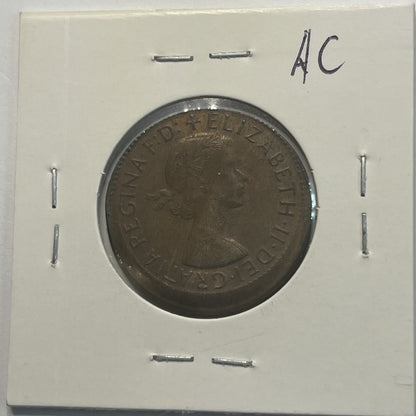 1964 Half Penny Coin - Off Centre Misstrike Error Lip - Scarce Predecimal Collar