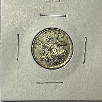 1952 Sixpence Coin - BroadStrike Misstrike Error - Silver Scarce Collar