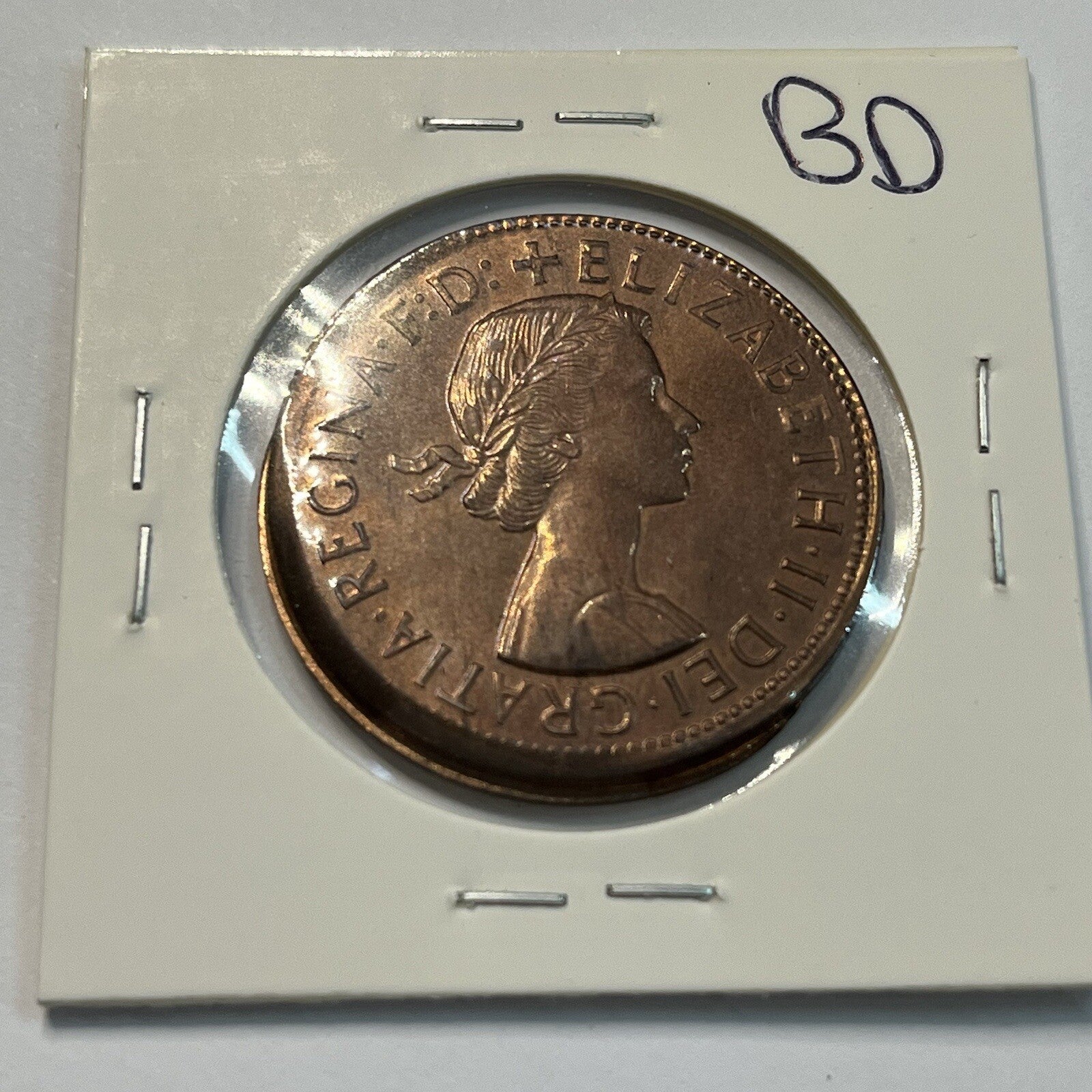 1964 Penny Coin - Struck Out of Collar Misstrike Error Large Lip - Predecimal