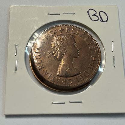 1964 Penny Coin - Struck Out of Collar Misstrike Error Large Lip - Predecimal