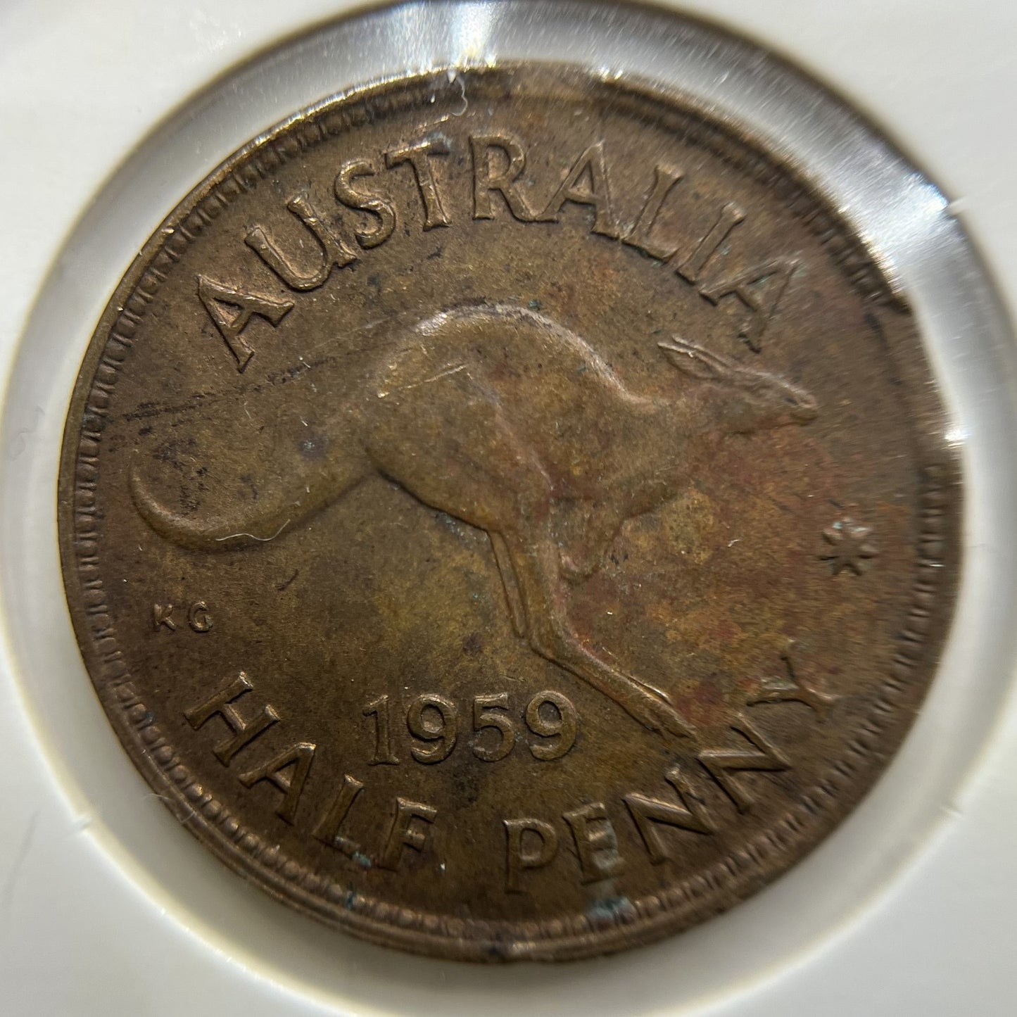 1959 Half Penny Error Coin - Double Clipped Planchet - Elizabeth II Australia