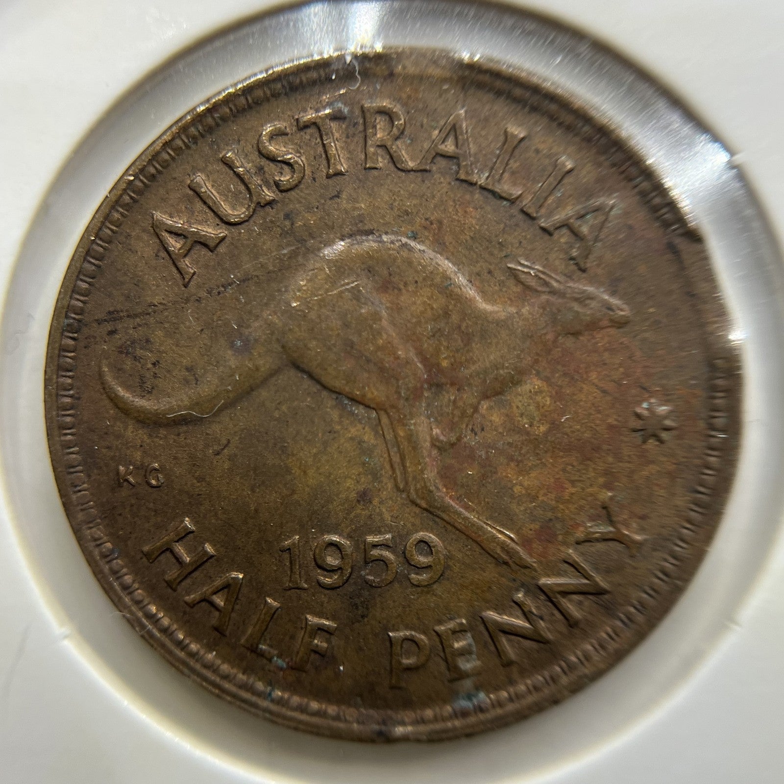 1959 Half Penny Error Coin - Double Clipped Planchet - Elizabeth II Australia