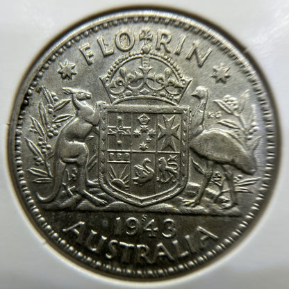 1943 s Florin Coin - good Very Fine - George VI Silver