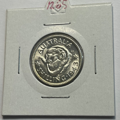 1943 s Shilling Coin - Choice Uncirculated - George VI Silver Predecimal