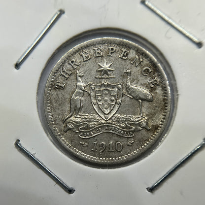 1910 Threepence Coin - Extremely Fine or Better - Silver Predecimal Edward VII