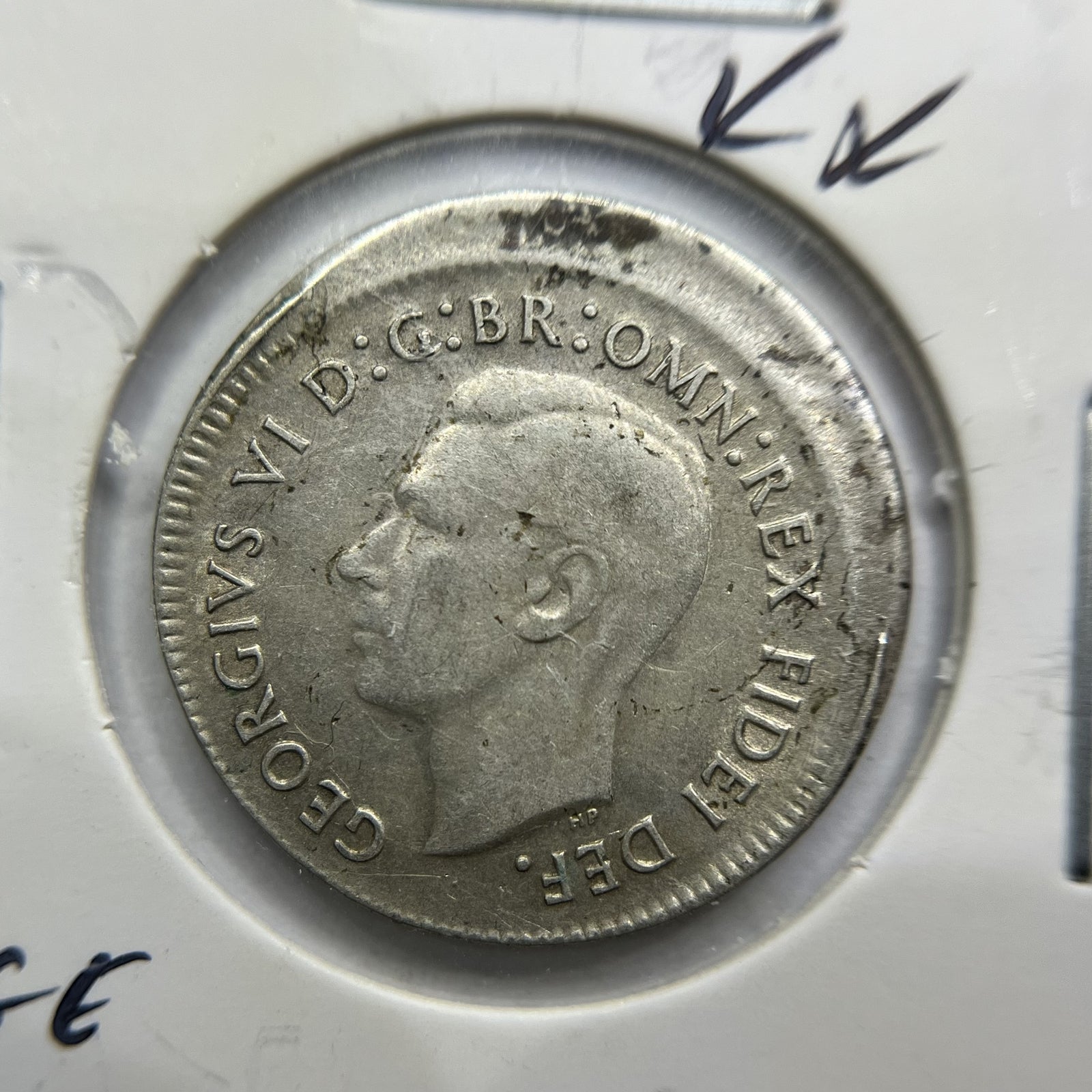 1951 Sixpence Error Coin - Broadstrike Off Centre Lip - Silver Predecimal