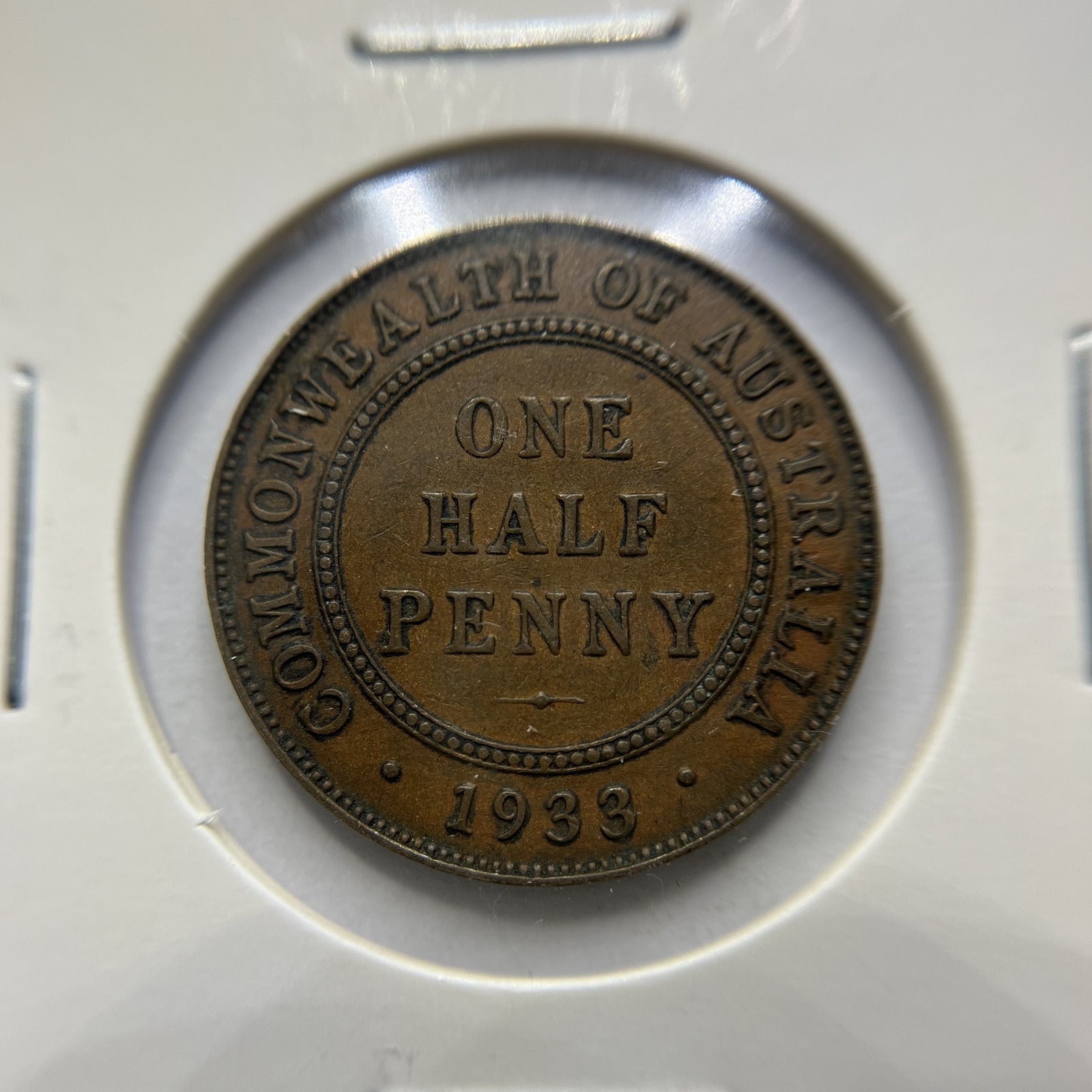 1933 Half Penny Coin - good Very Fine - George V Predecimal