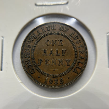 1933 Half Penny Coin - good Very Fine - George V Predecimal