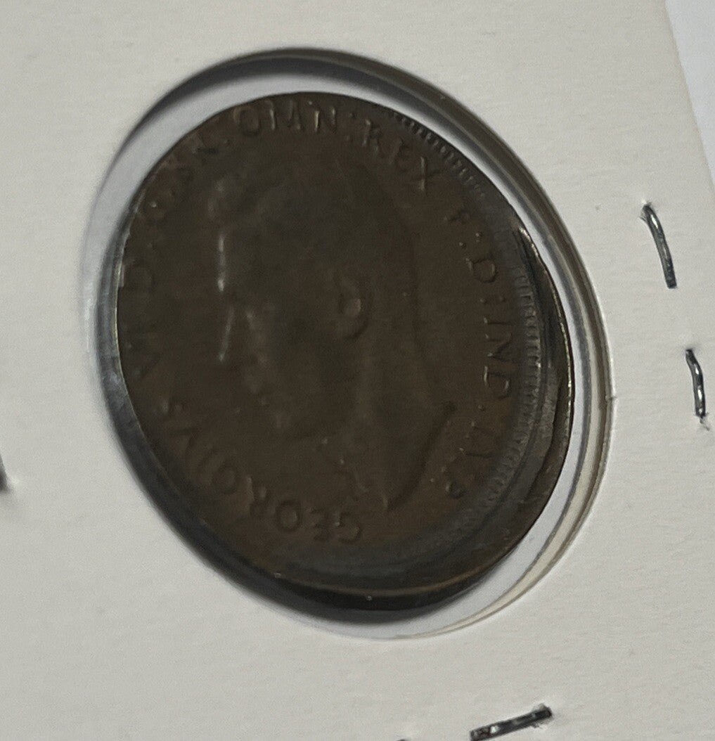 1948 Half-Penny Error Coin - Large Broadstrike With Nice Lip - Mis-strike