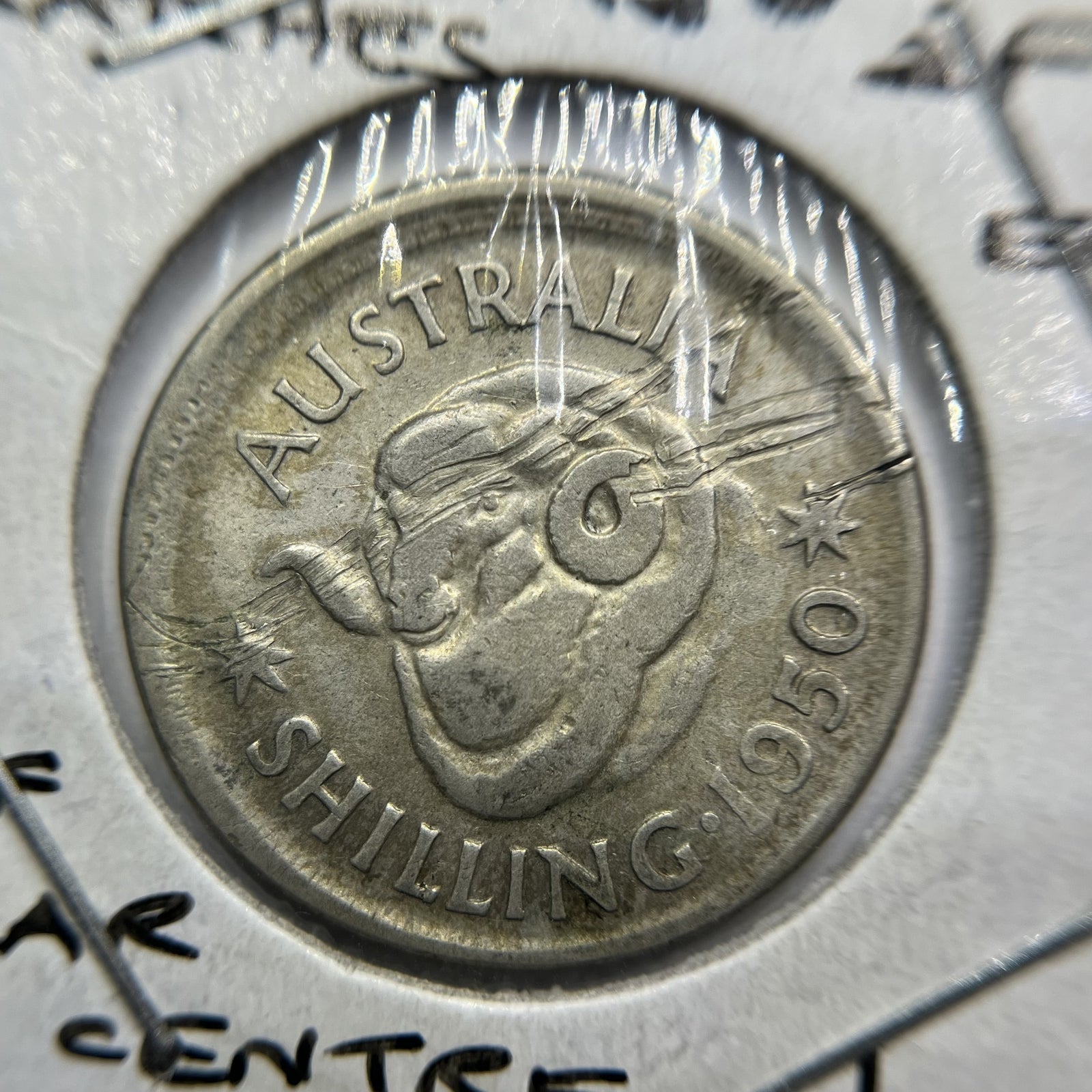 1950 Shilling Error Coin - BroadStrike Misstrike Off Centre - Silver Predecimal