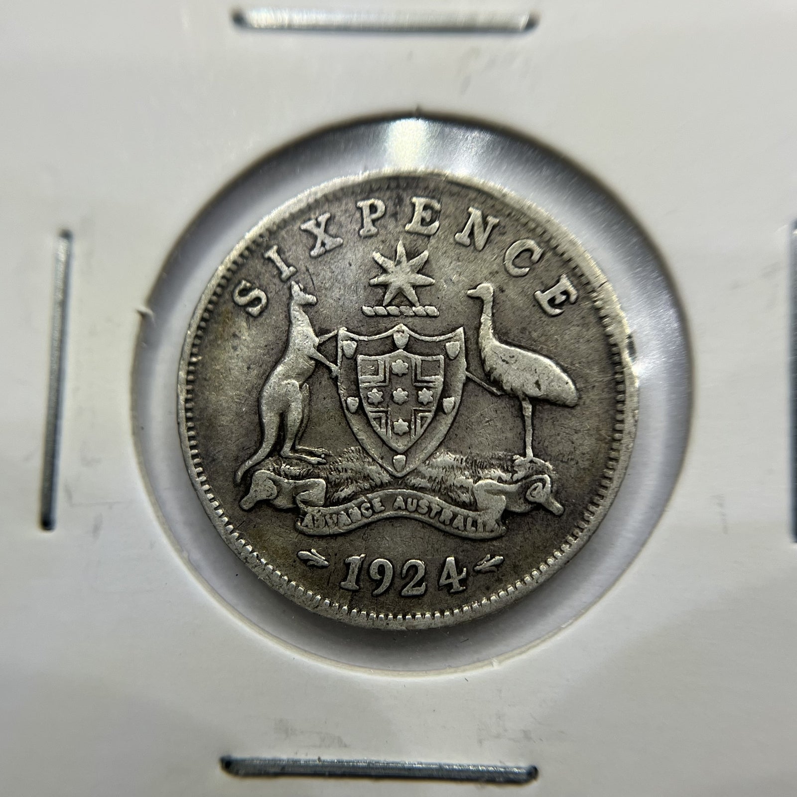 1924 Sixpence Coin - Fine - George V Silver Predecimal Australian