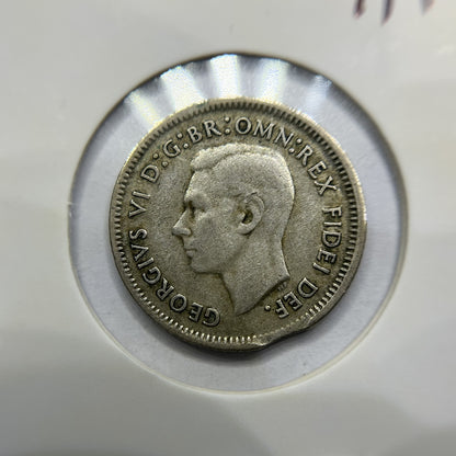 1951 Sixpence Error Coin - Clipped Planchet Rim Bite - Silver George VI