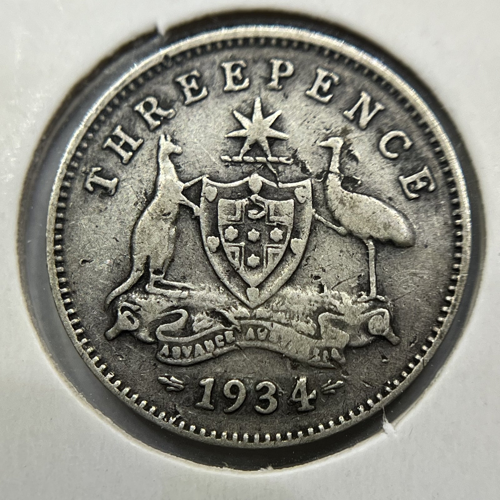1934/33 Threepence Error Coin - Very Good - George V Overdate Scarce Silver