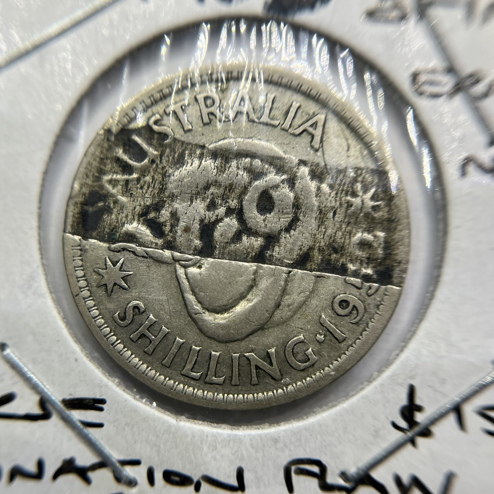 1952 Shilling Error Coin - Major Lamination Flaw Peeling - Scarce George VI
