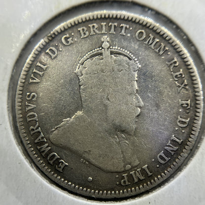 1910 Shilling Coin - Fine - Edward VII Silver Predecimal First Year of Issue