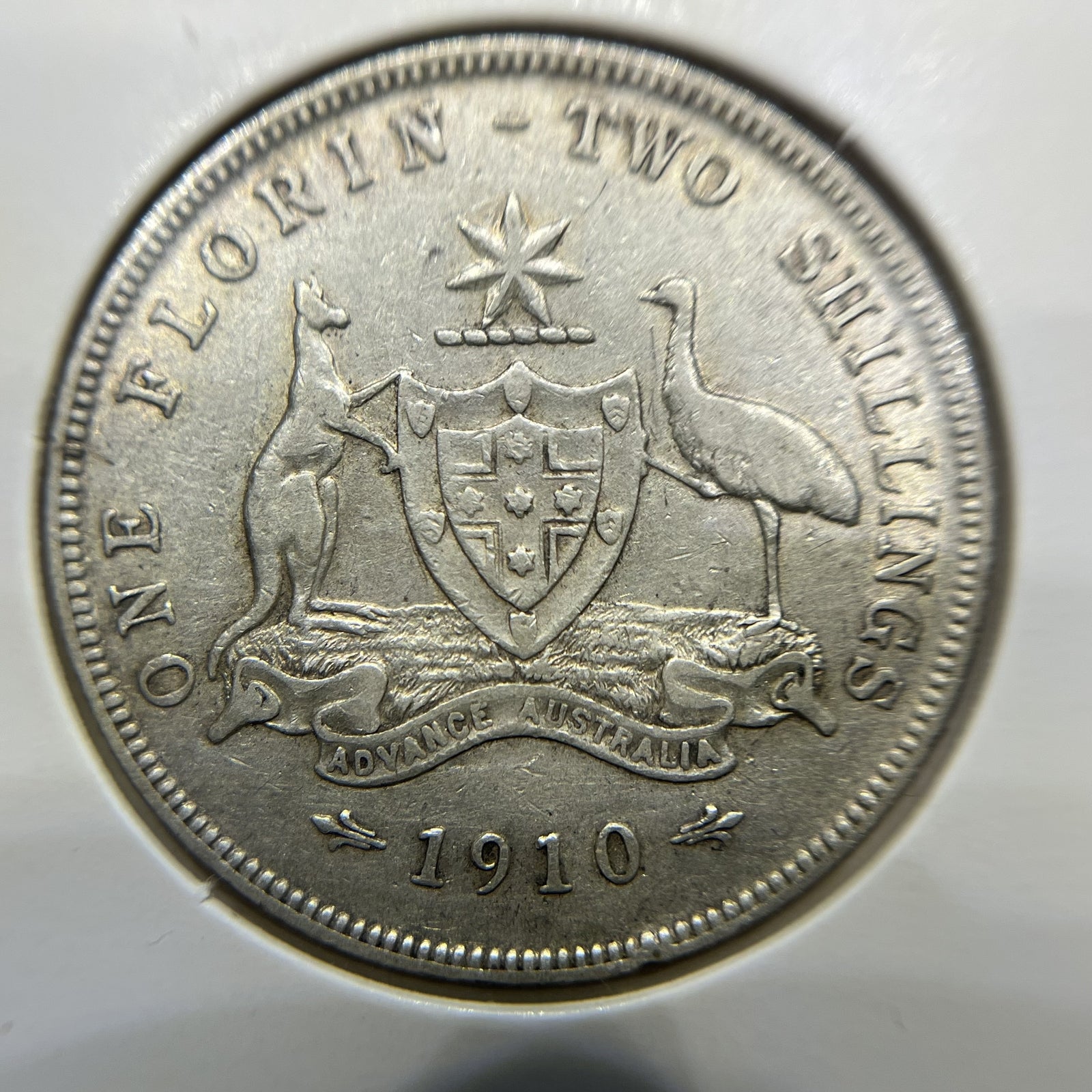 1910 Florin Coin - Very Fine - Edward VII Silver Predecimal First Year of Issue