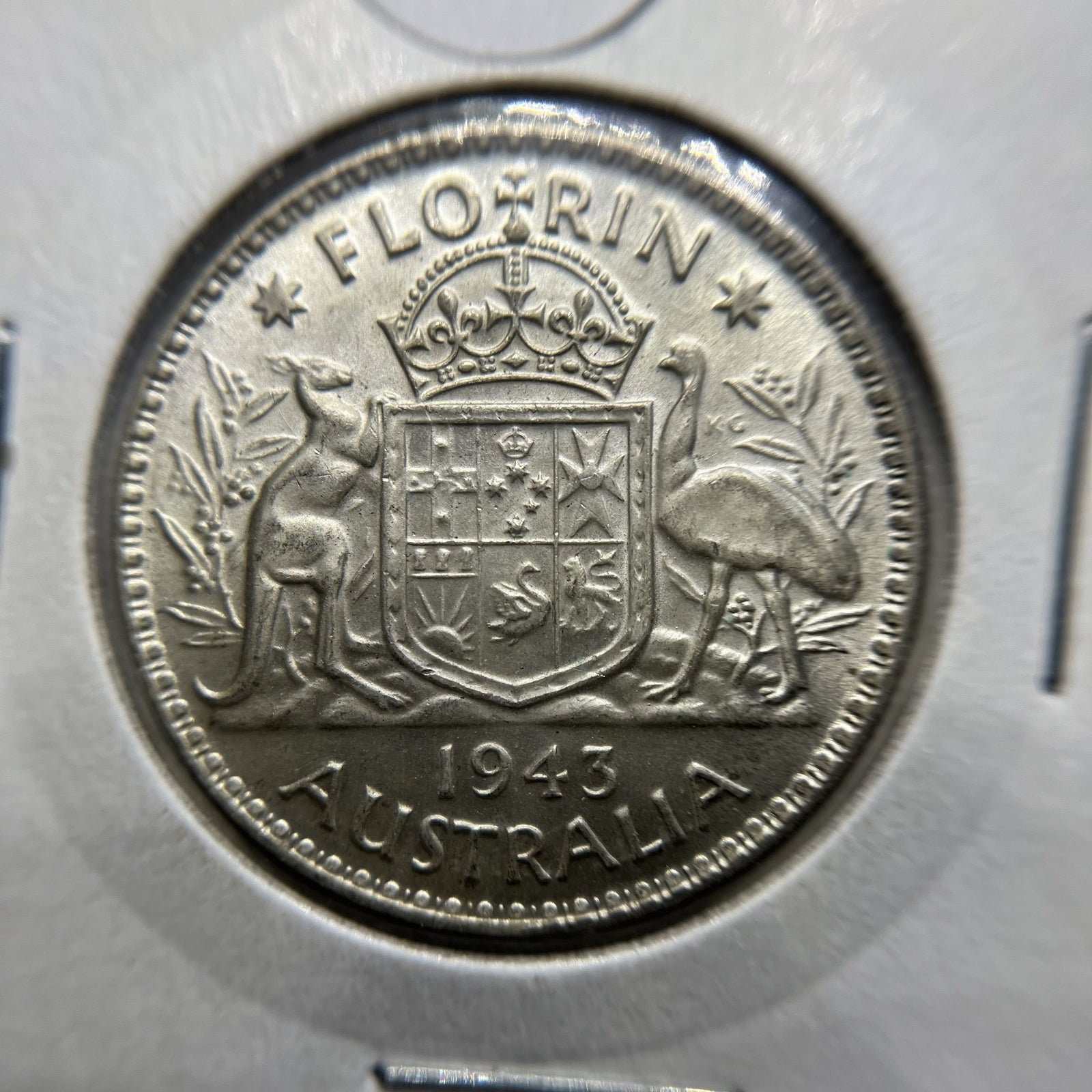 1943 Florin Coin - Uncirculated - George VI Silver Predecimal